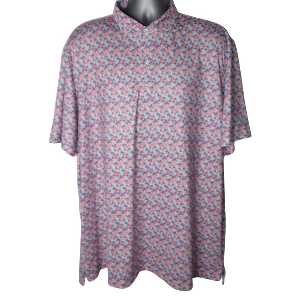 johnnie-O Men's Palm Tree Print Performance Polo Shirt XXL Golf NGL